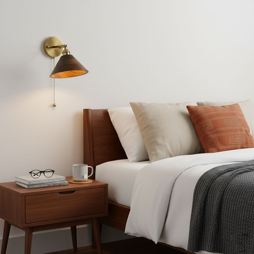 Torva Walnut & Brass Dome Sconce