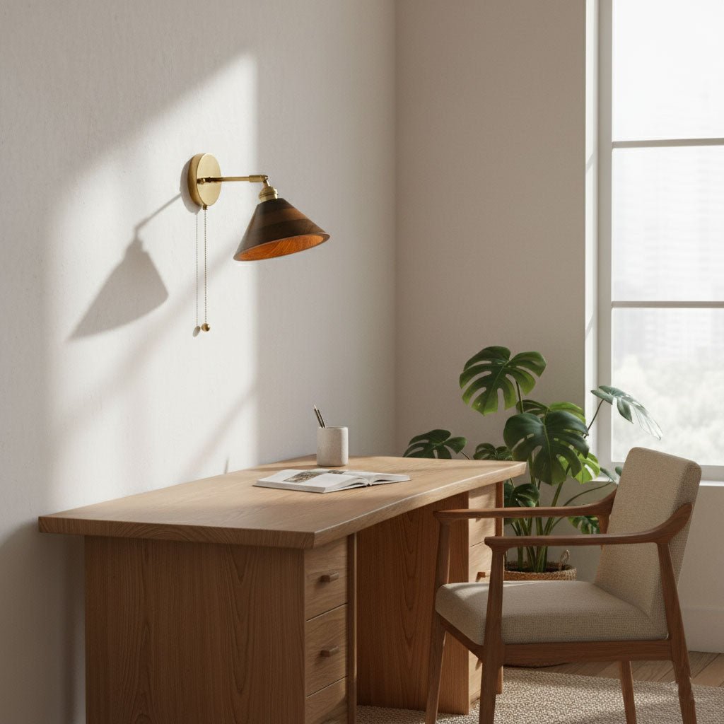 Torva Walnut & Brass Dome Sconce