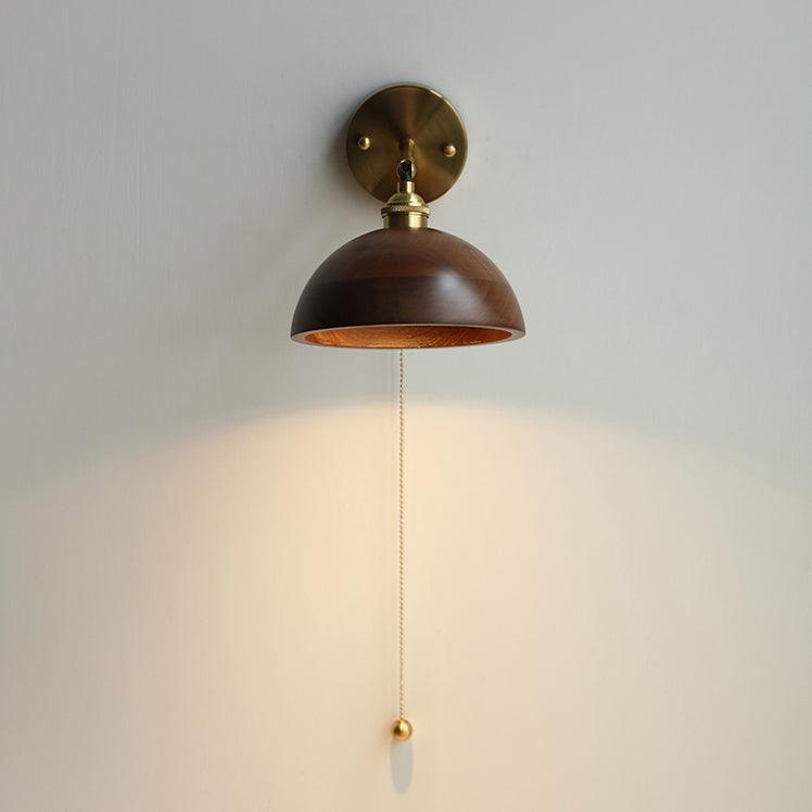 Torva Walnut & Brass Dome Sconce