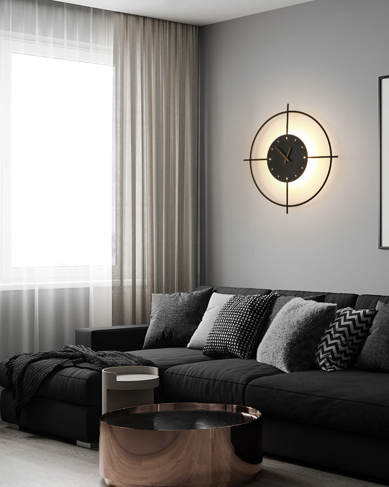Round LED Clock Wall Light