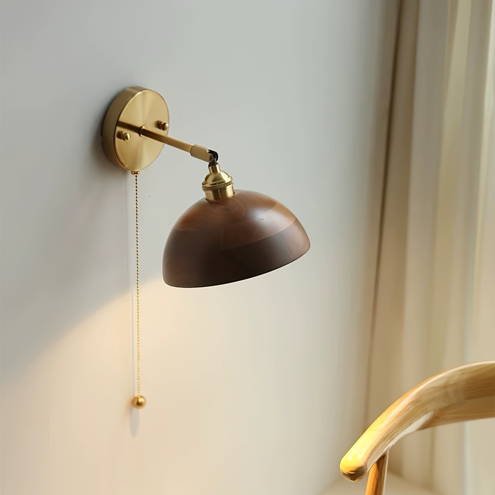 Torva Walnut & Brass Dome Sconce