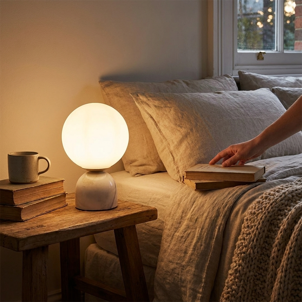 Sylas Marble Table Lamp in use
