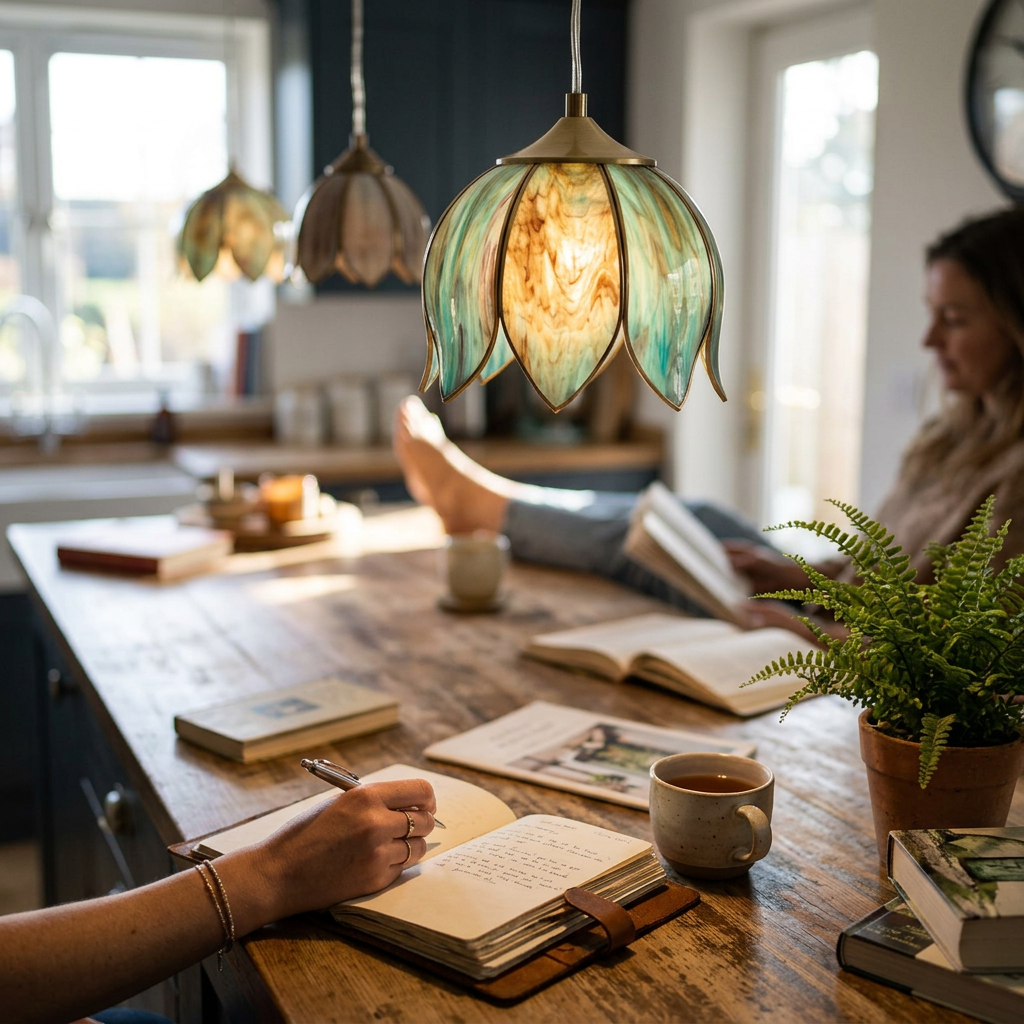 Retro Lotus Pendant Lamp in use