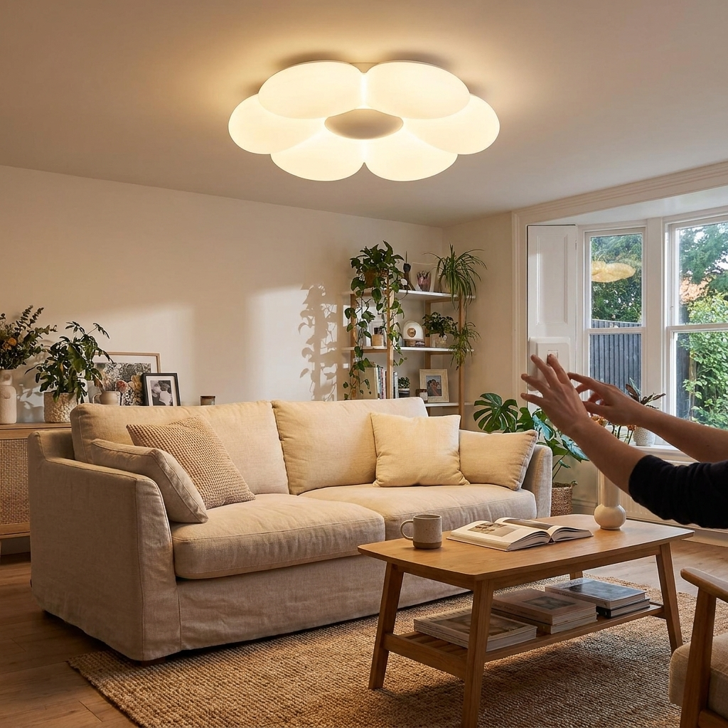 Six-leaf flower ceiling lamp in a kids room