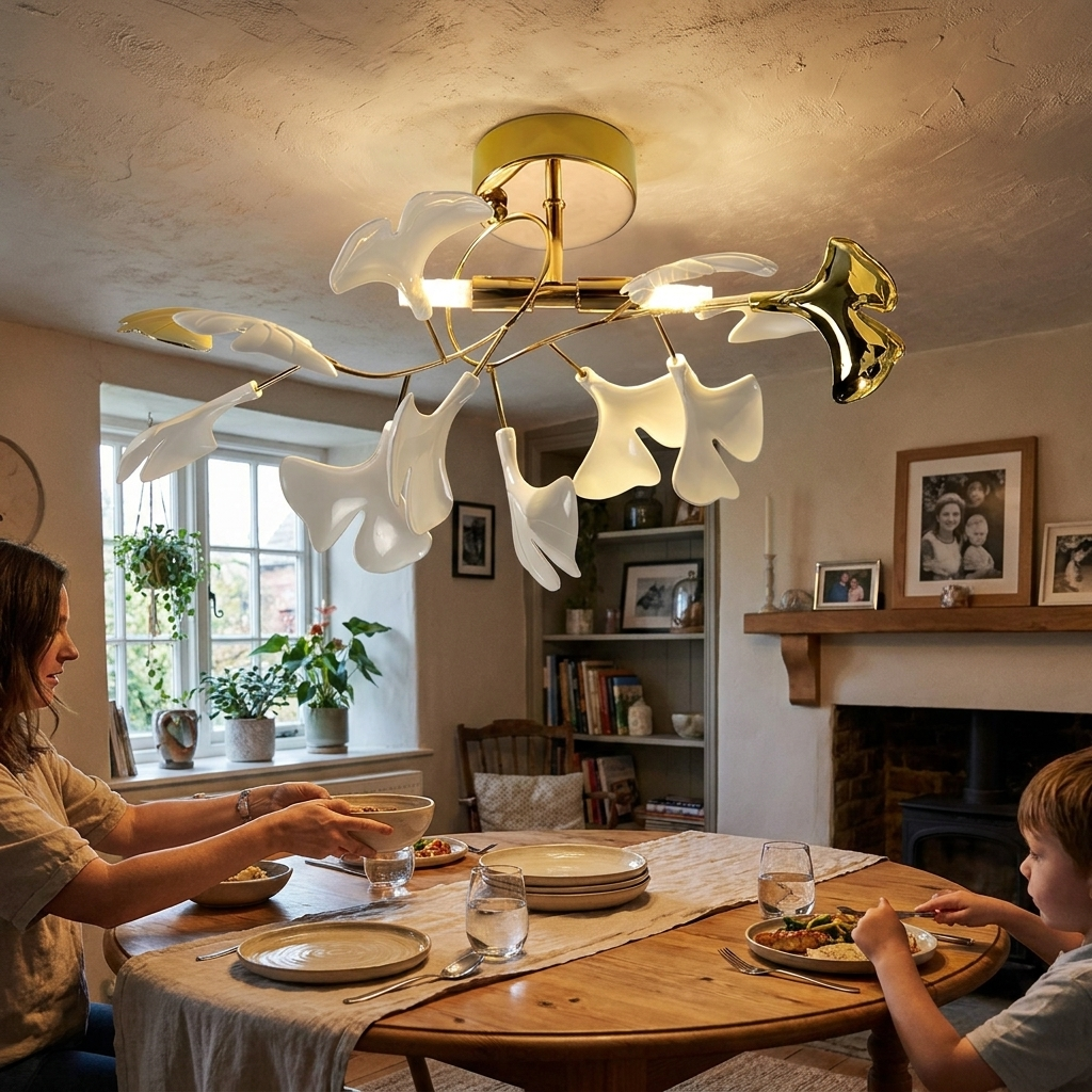 Gingko ceiling lamp installed in a living room
