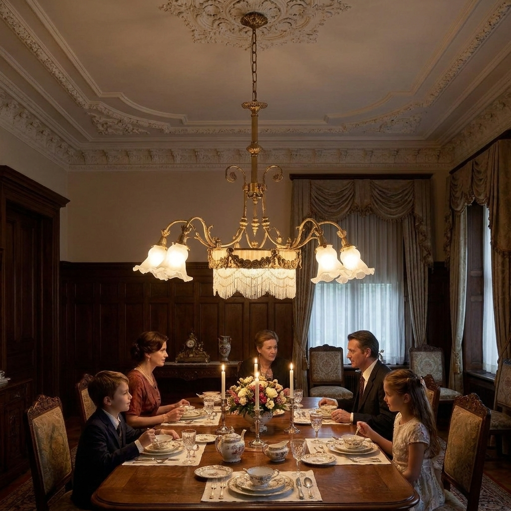 Camille Fringed Chandelier in a styled interior setting