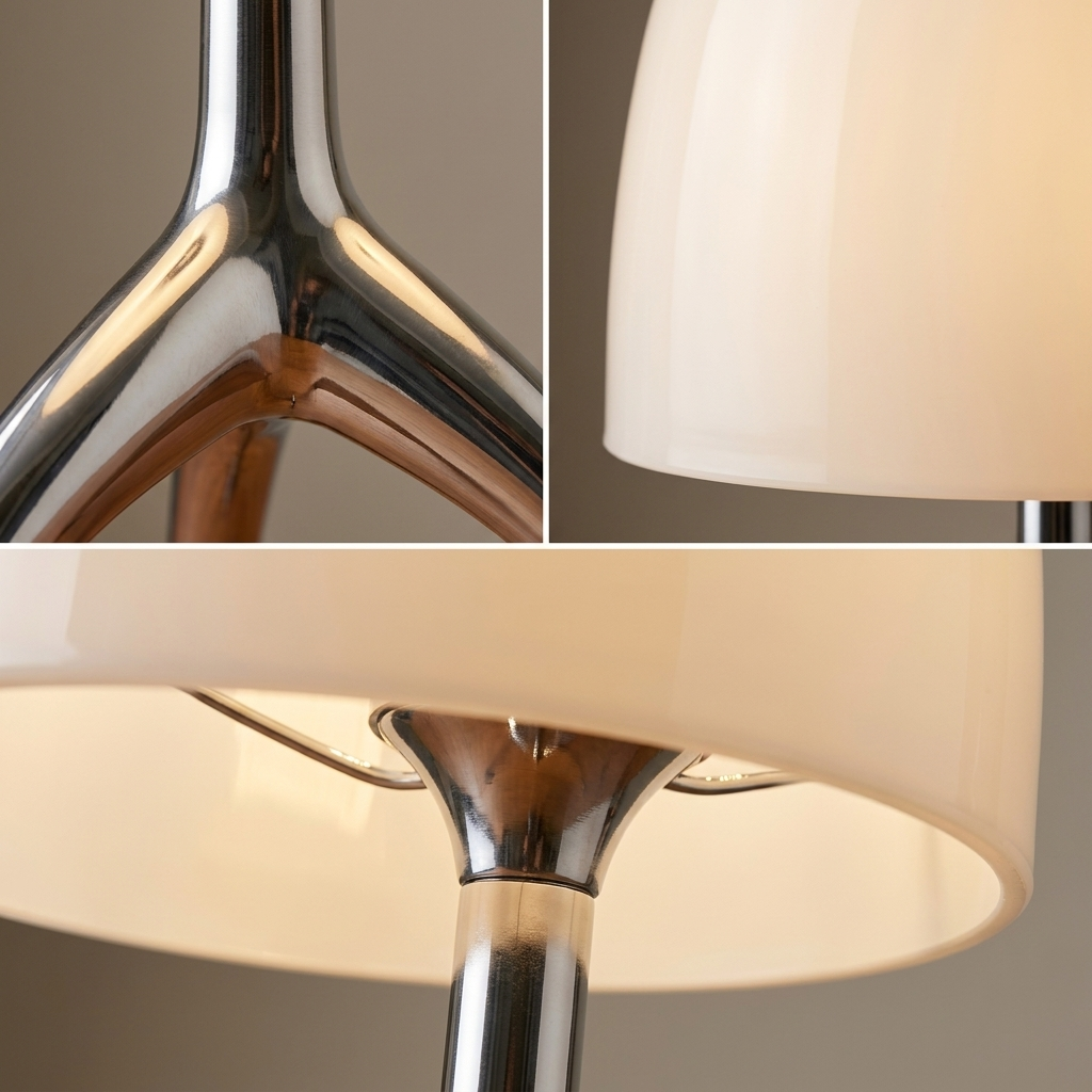 Red Blown Glass Tripod Table Lamp material detail close-up