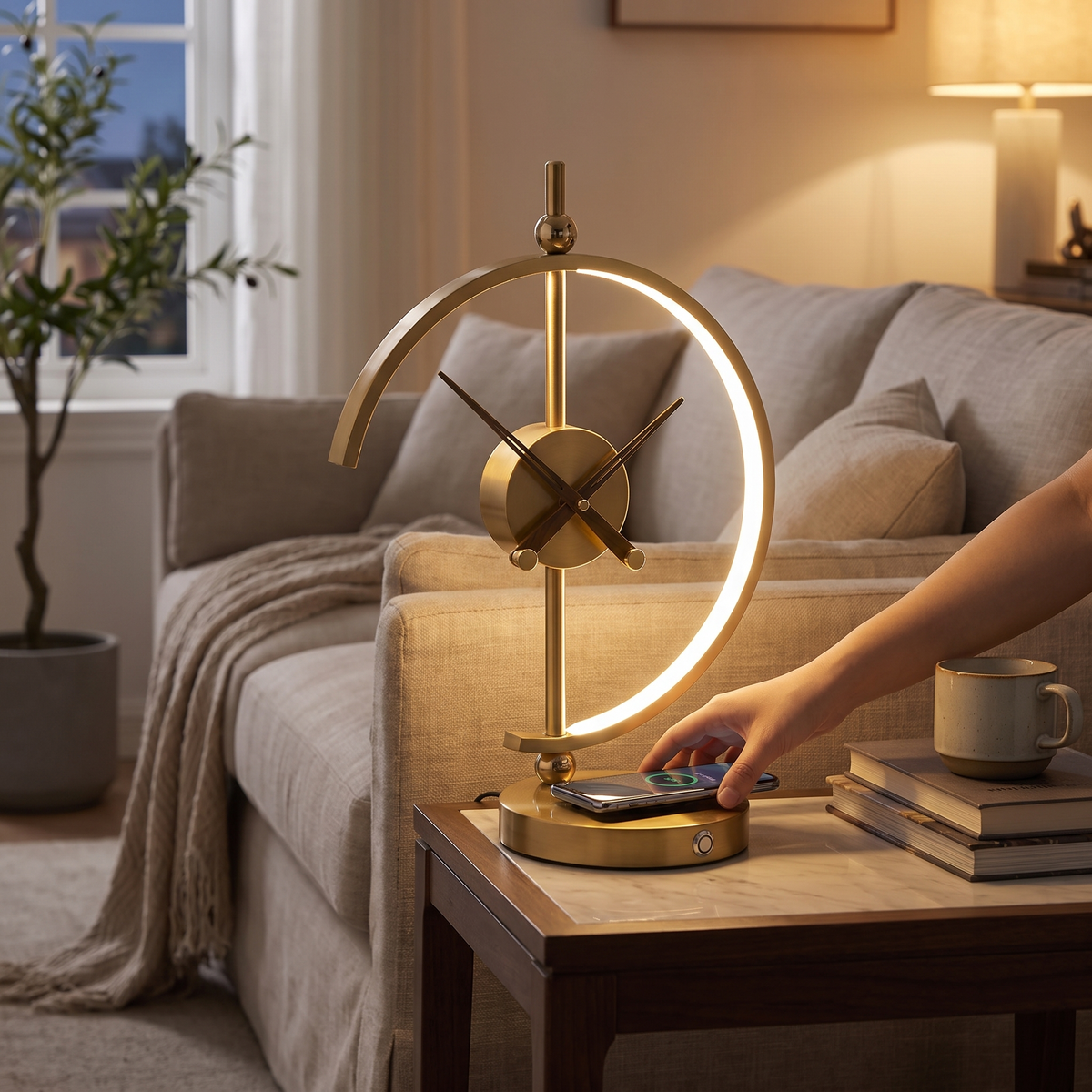 Vintage Clock LED Table Lamp with Touch Control & Dimmable Light