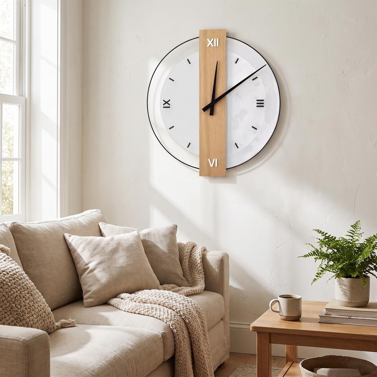 Elowen Large Wall Clock | Modern Wood Design, Minimalist Decor