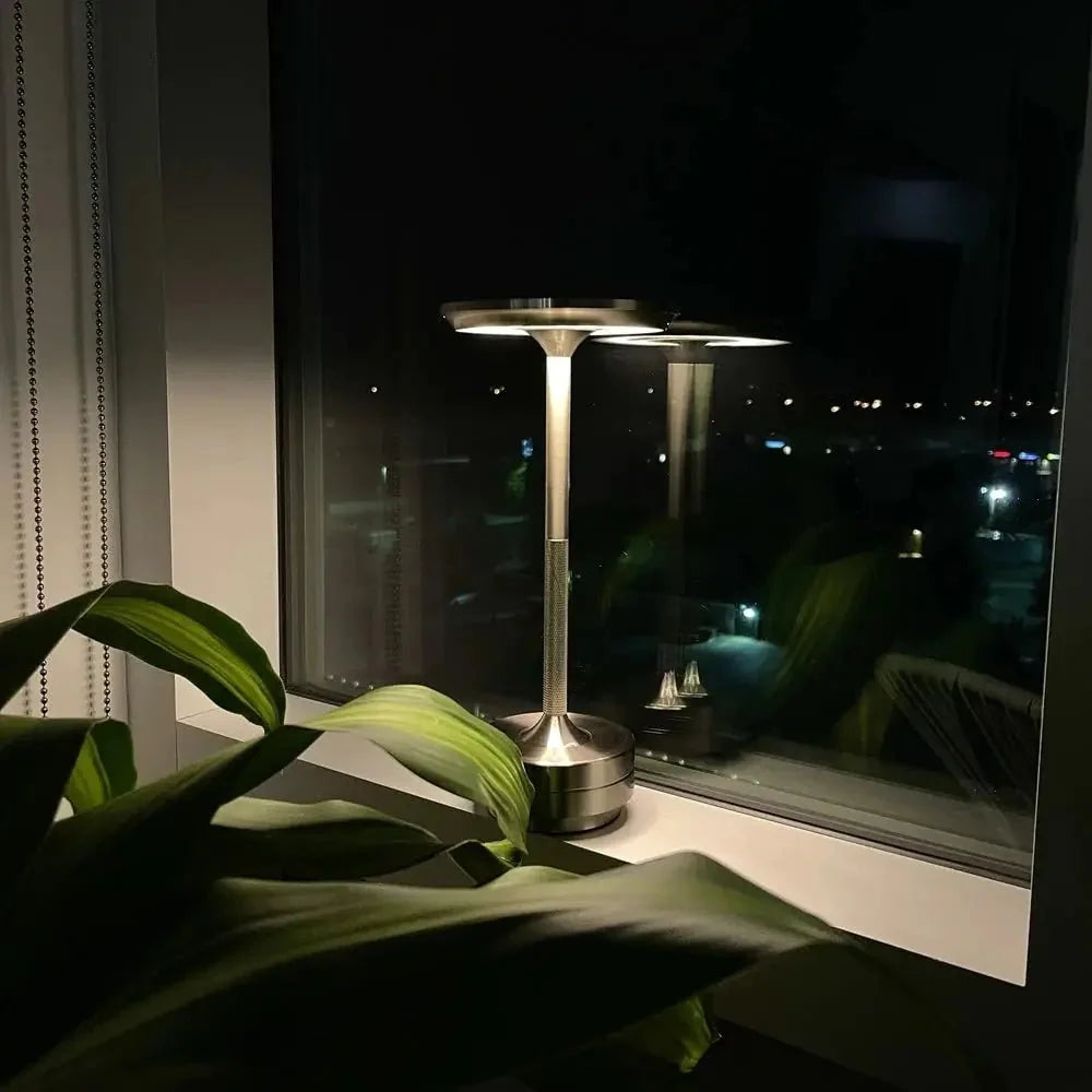 Spun Metal Cordless Table Lamp