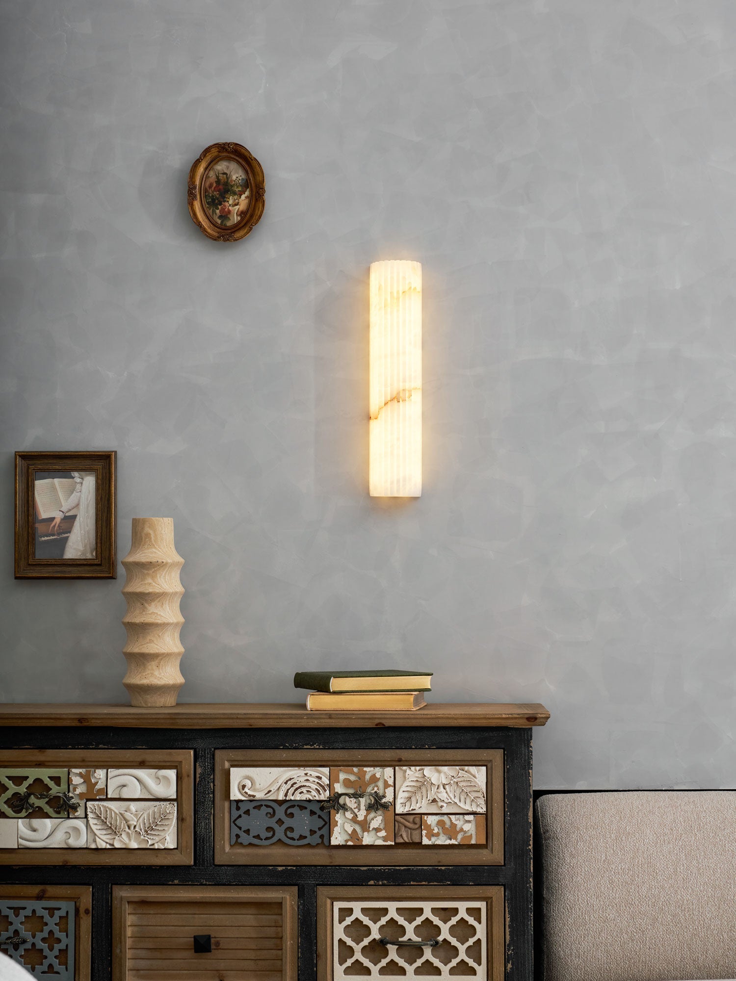 Cascata Fluted Stone Sconce