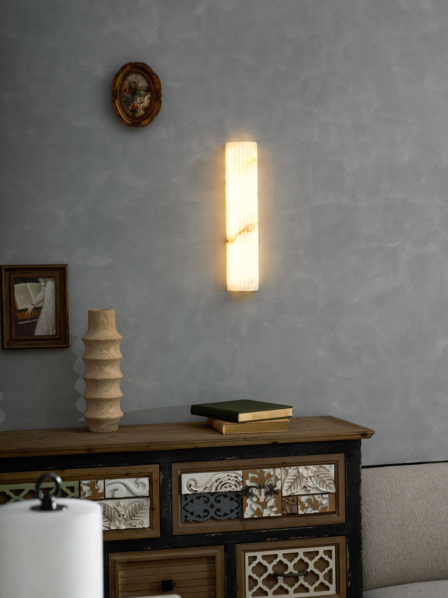 Cascata Fluted Stone Sconce
