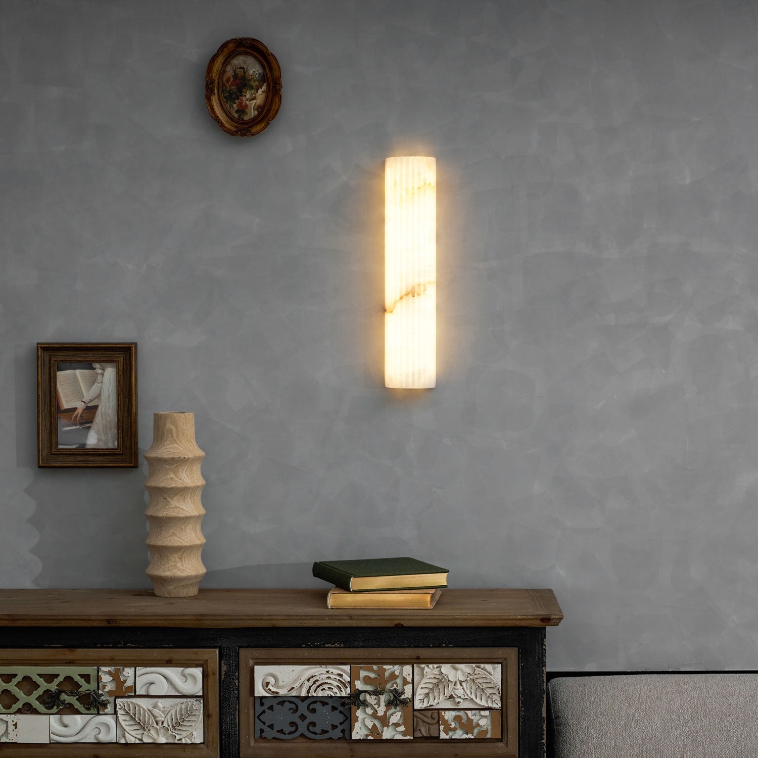 Cascata Fluted Stone Sconce