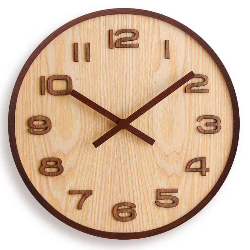 Walnut and Zelkova Wood Wall Clock