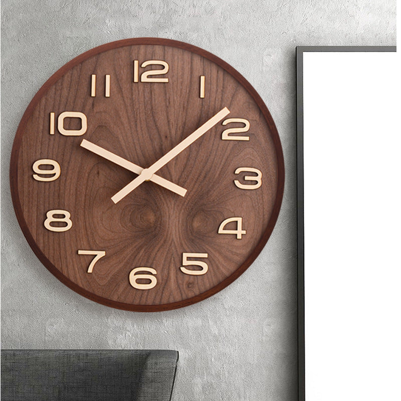 Walnut and Zelkova Wood Wall Clock