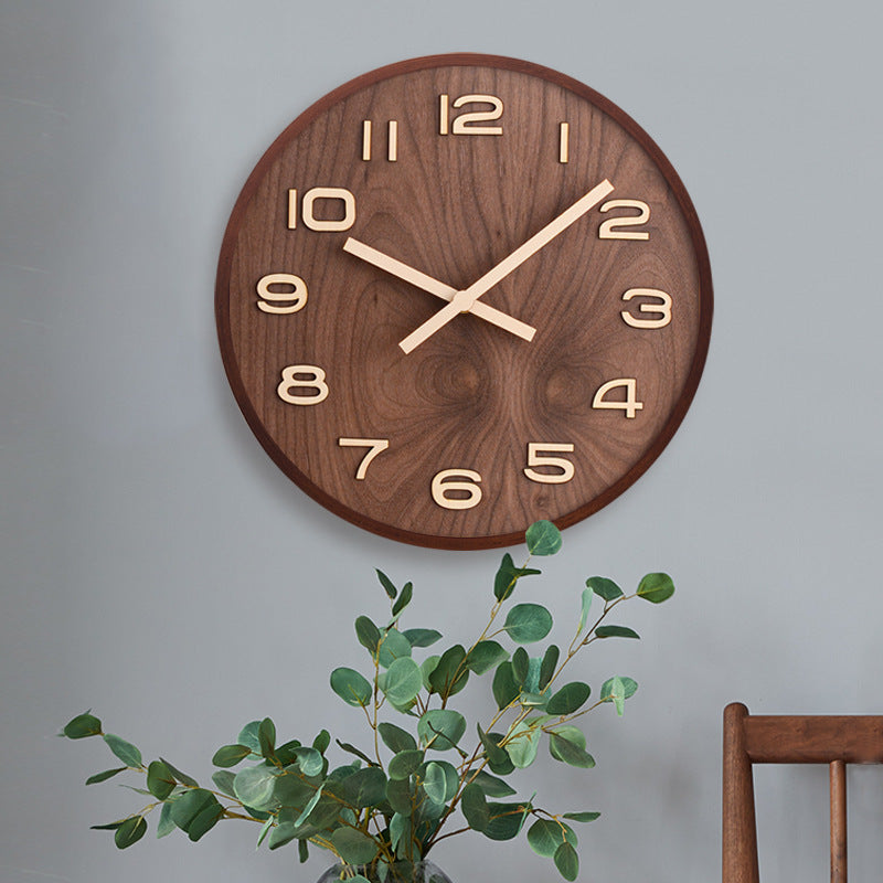 Walnut and Zelkova Wood Wall Clock