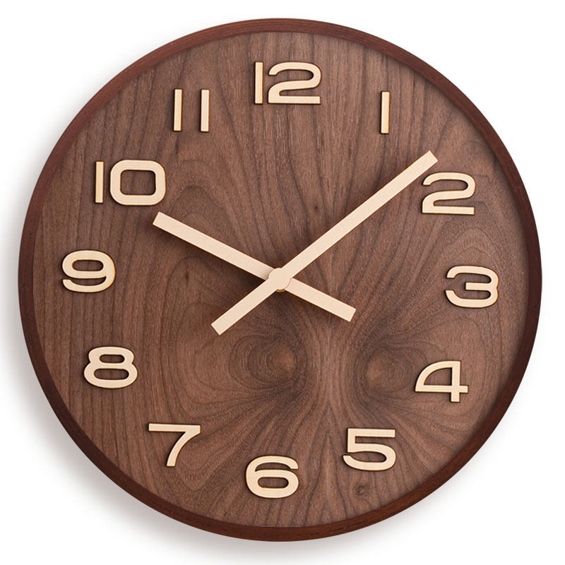 Walnut and Zelkova Wood Wall Clock