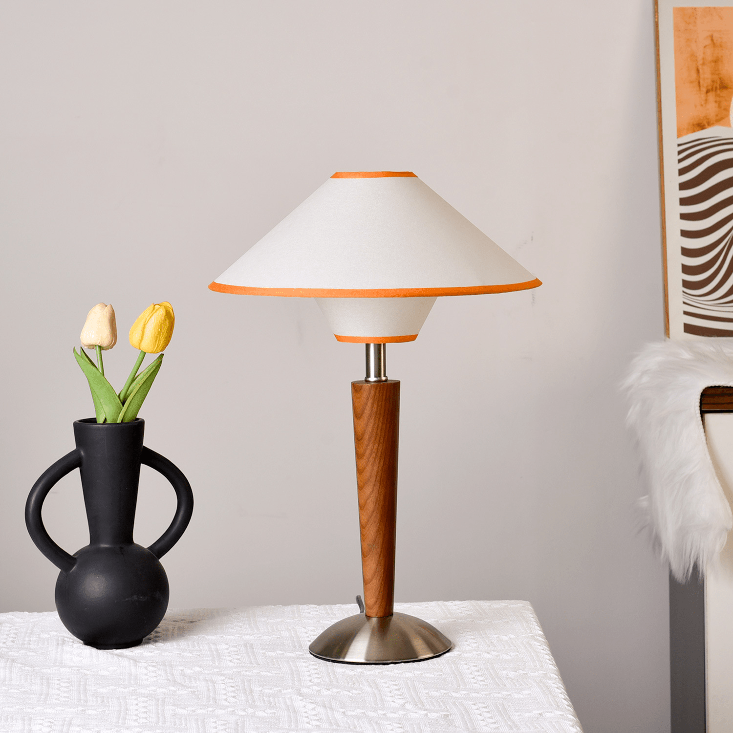 Alderwood Linen Shade Table Lamp