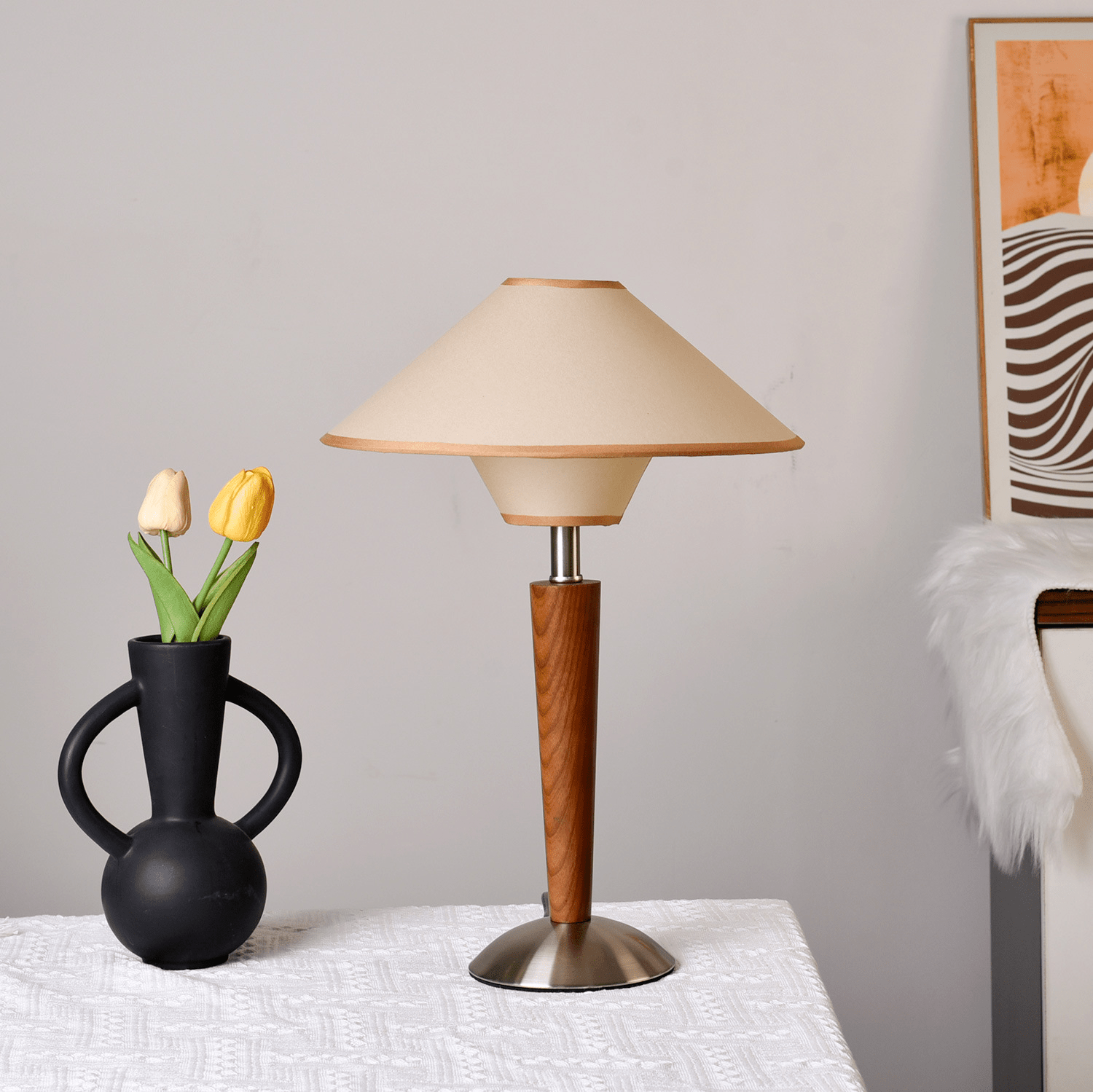 Alderwood Linen Shade Table Lamp