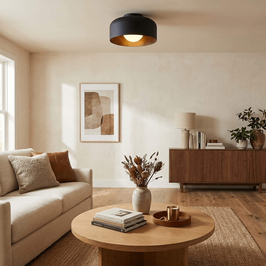Nimbus Wood-Grain Globe Flush Mount