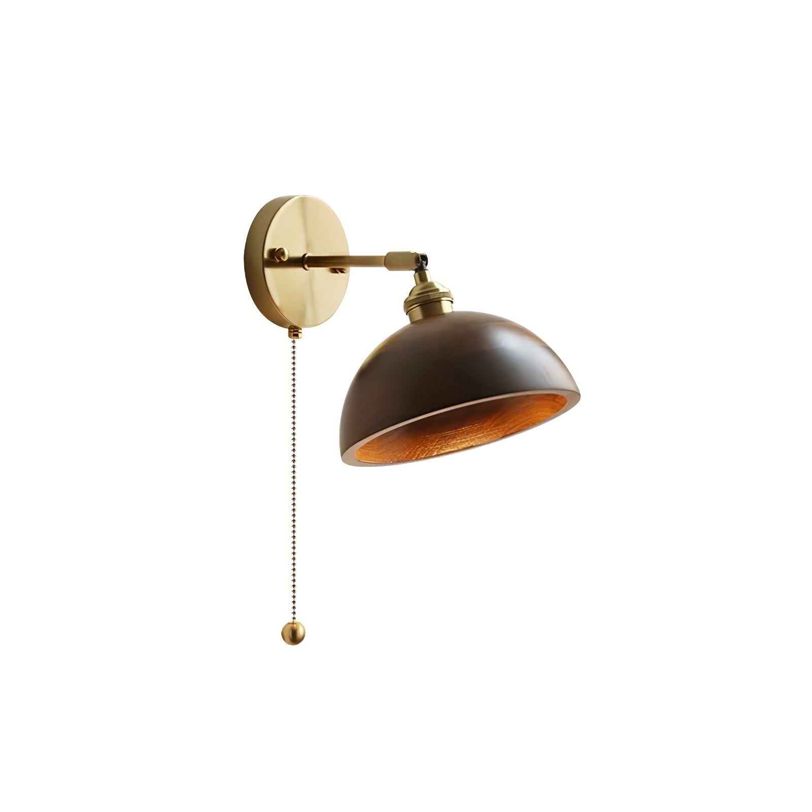 Torva Walnut & Brass Dome Sconce