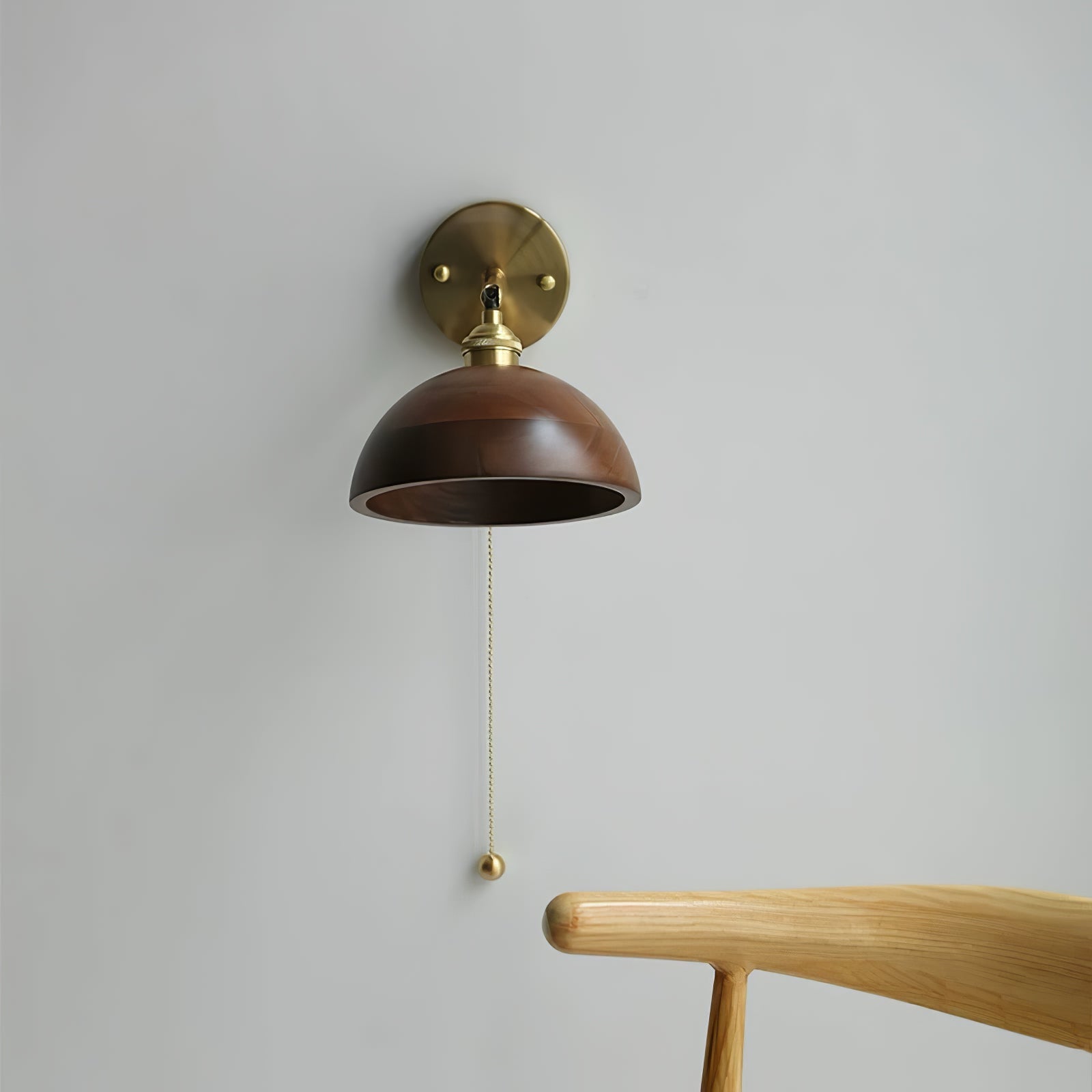 Torva Walnut & Brass Dome Sconce
