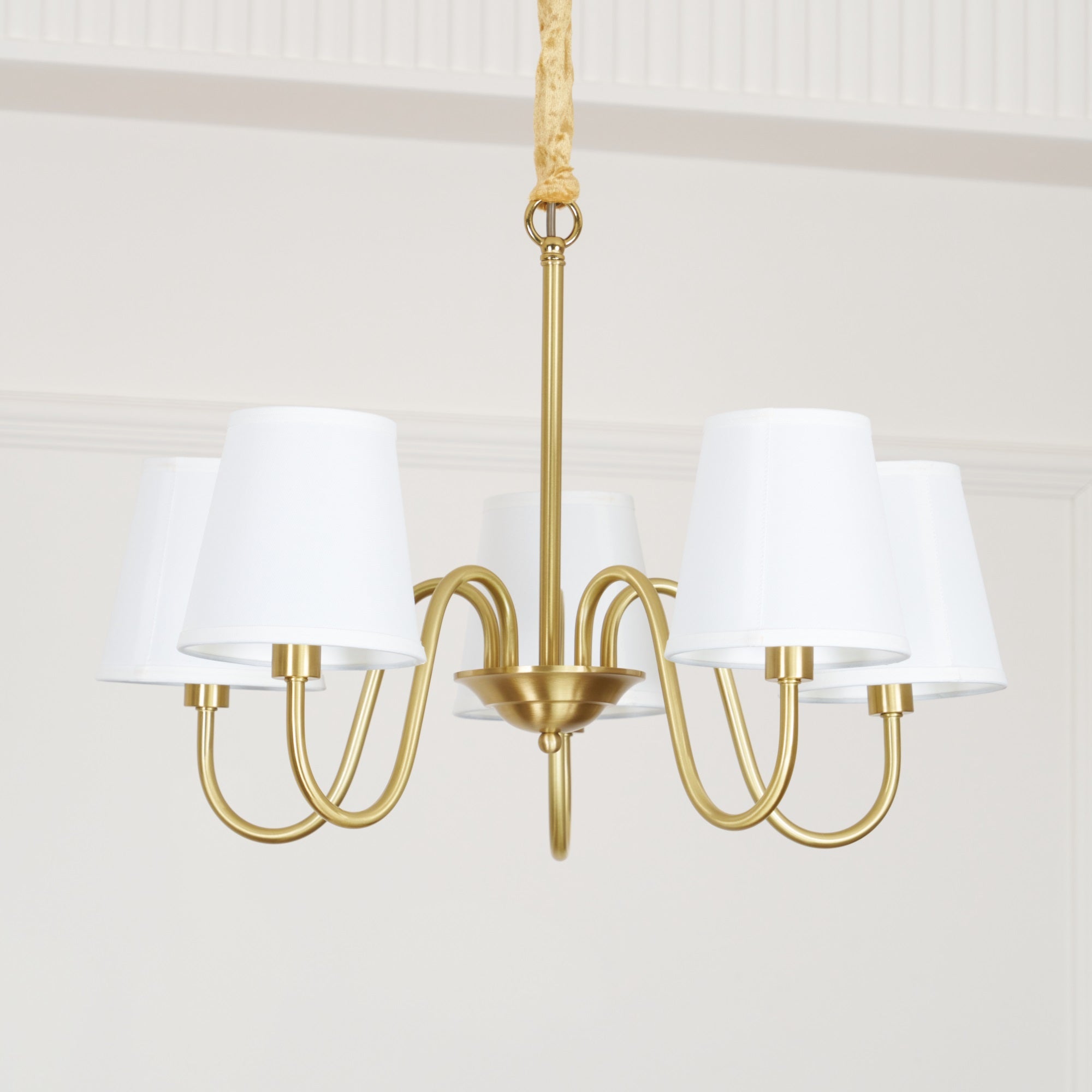 Harrow Aged Brass & Linen Chandelier
