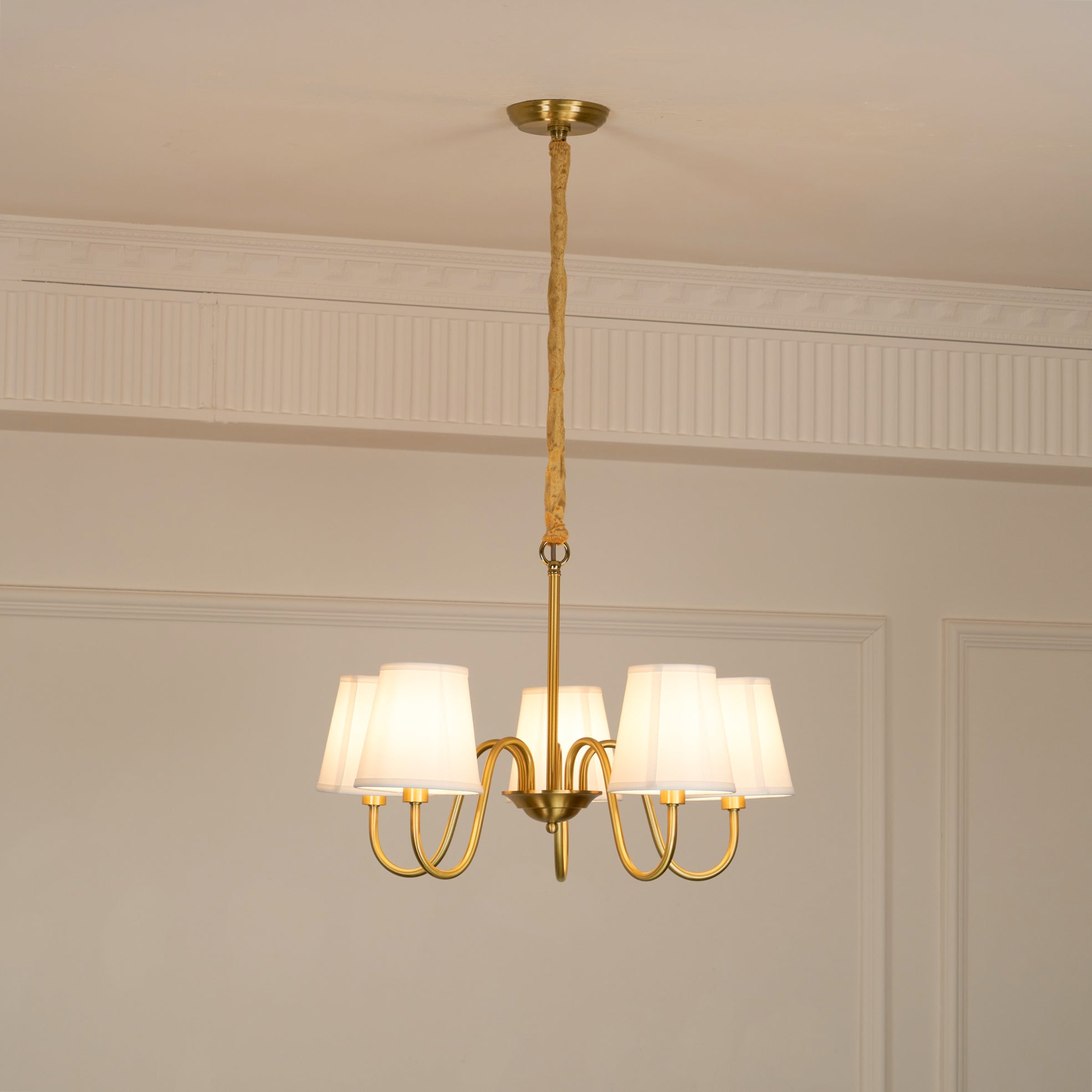 Harrow Aged Brass & Linen Chandelier