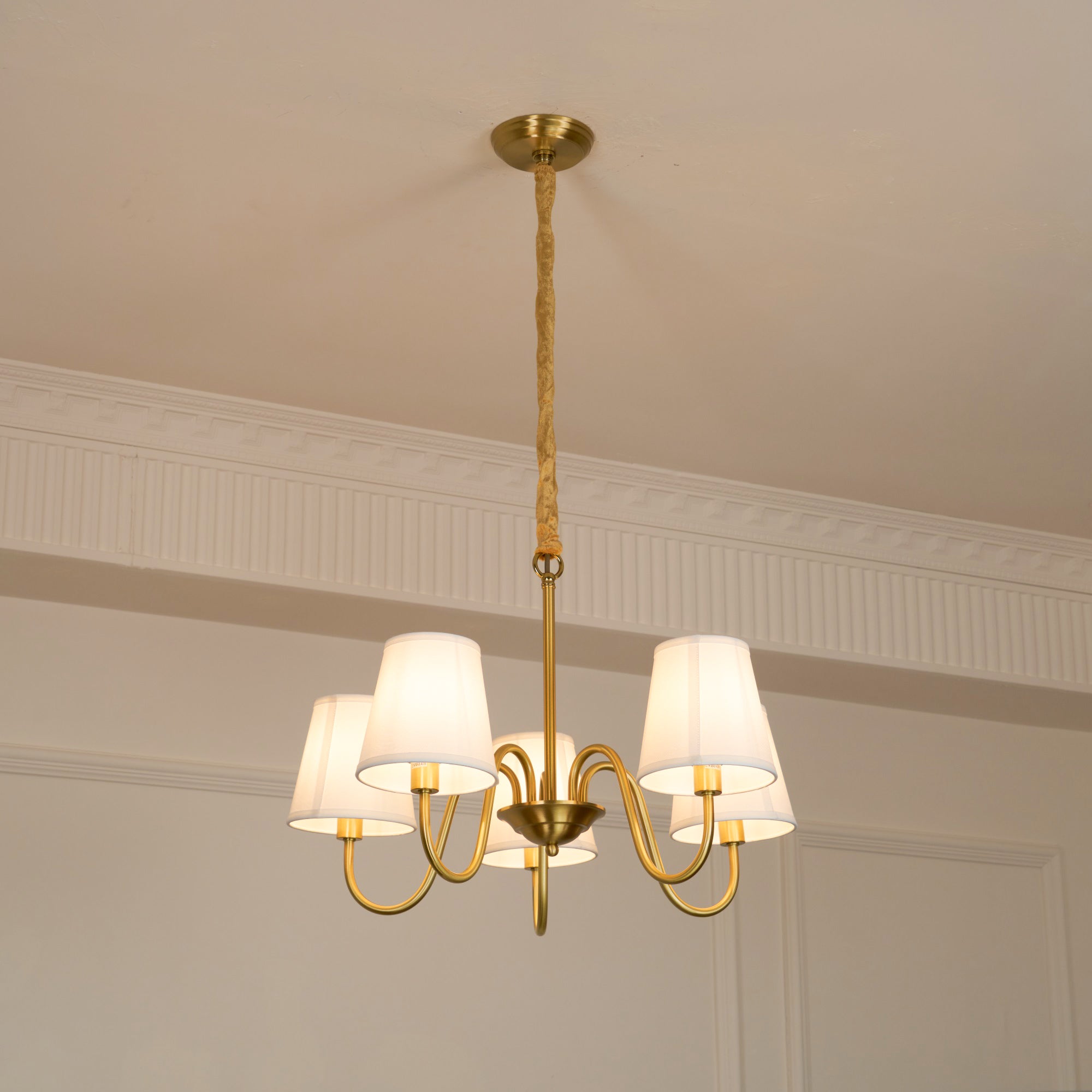 Harrow Aged Brass & Linen Chandelier