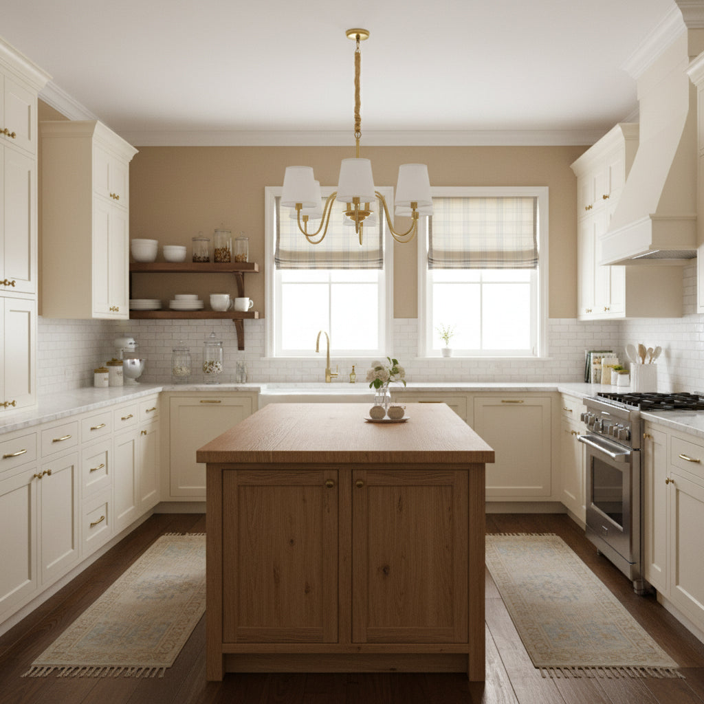 Harrow Aged Brass & Linen Chandelier