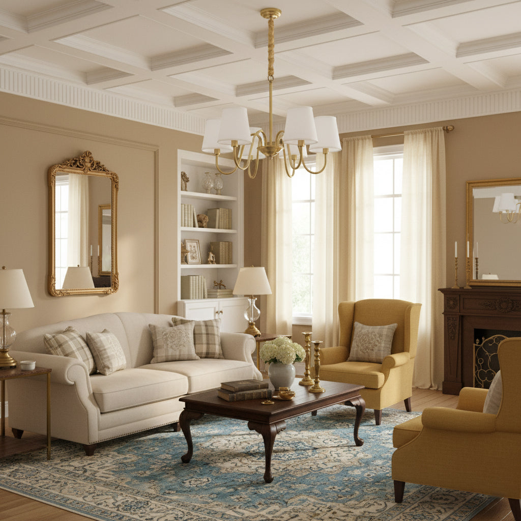 Harrow Aged Brass & Linen Chandelier