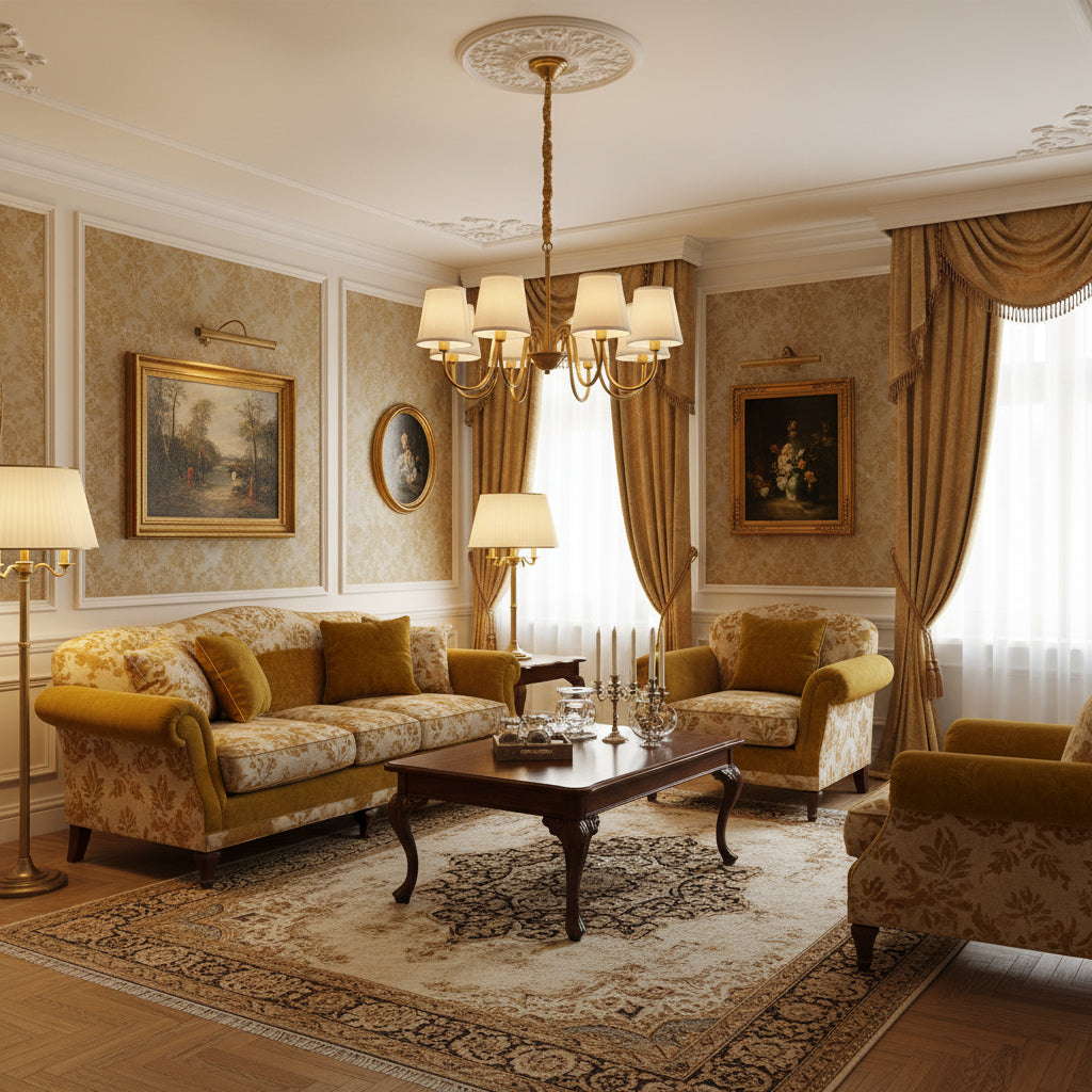 Harrow Aged Brass & Linen Chandelier
