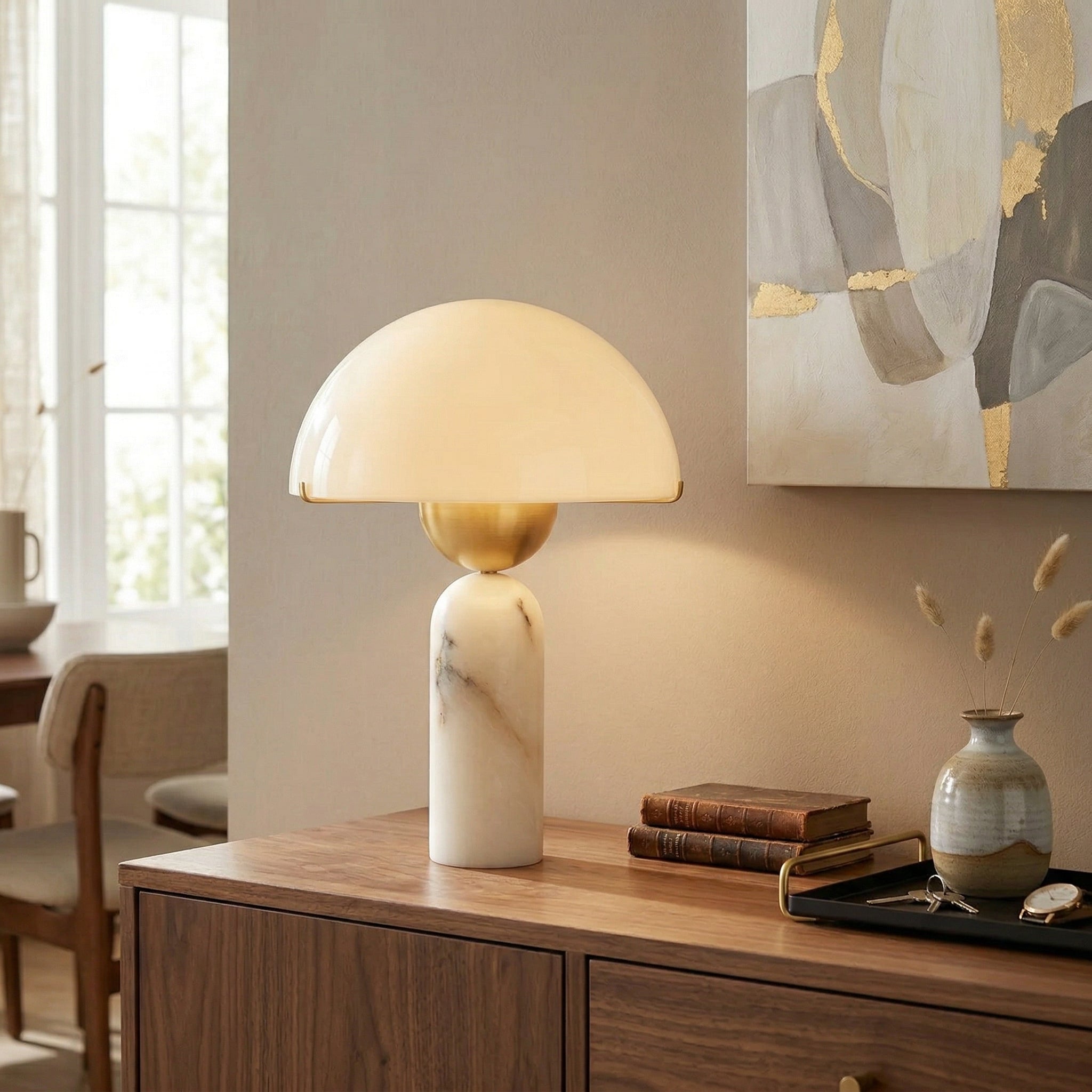 Orbis Hand-Cut Stone Table Lamp