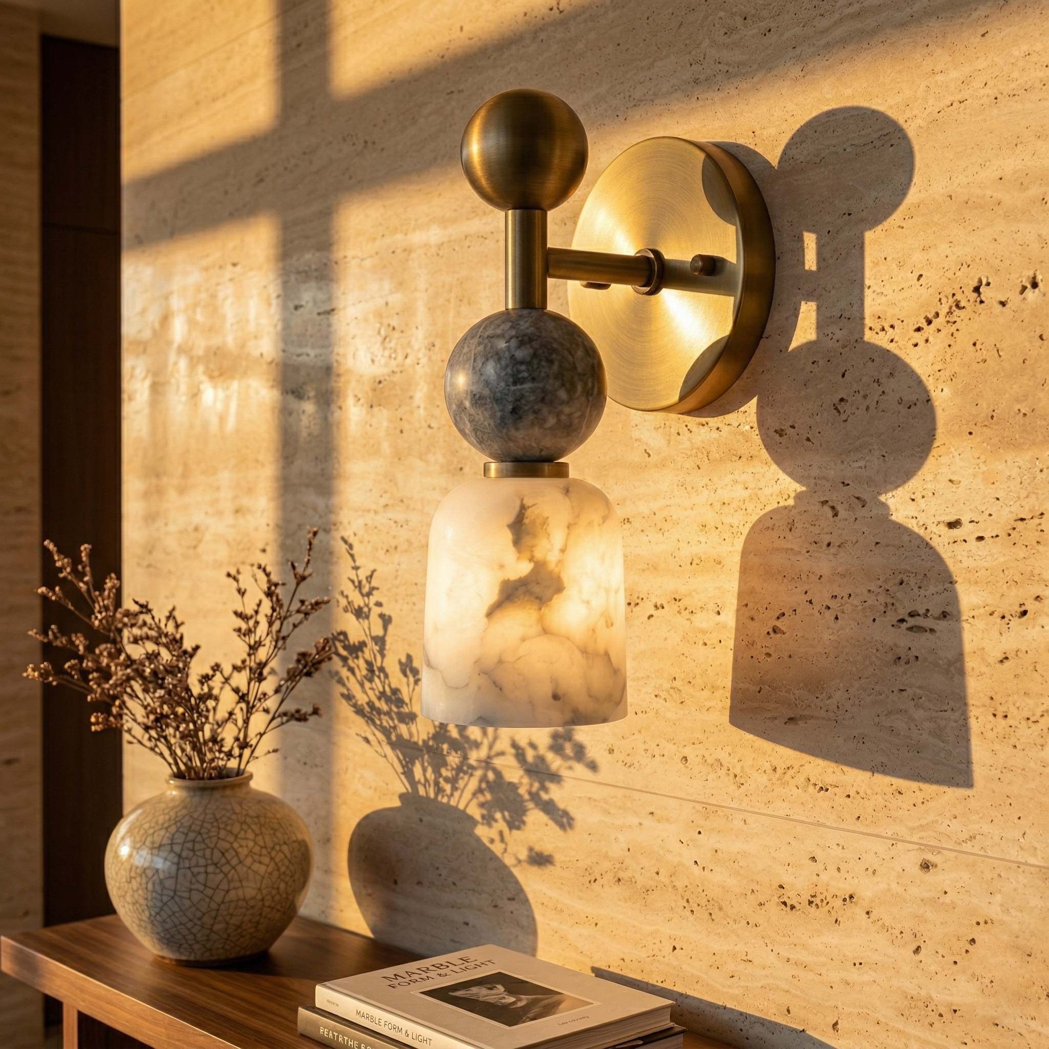 Cairn Alabaster & Brass Sconce