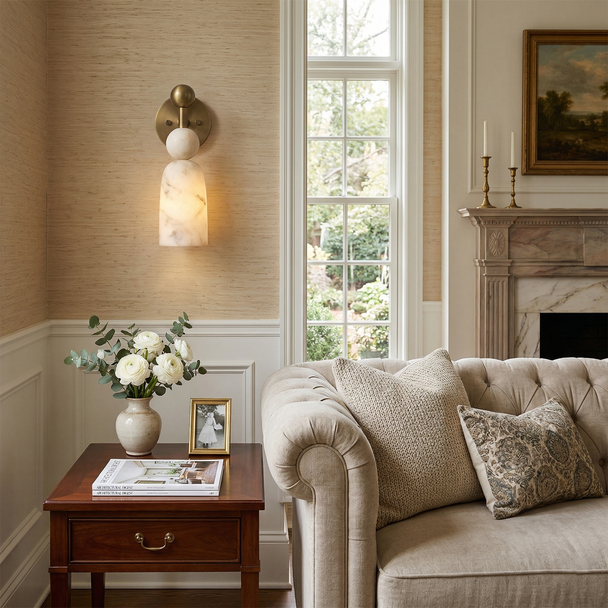 Cairn Alabaster & Brass Sconce
