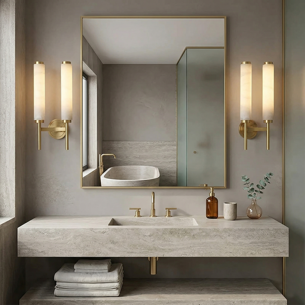 Talia Alabaster Column Sconce