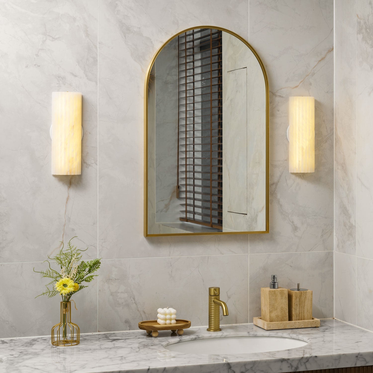 Cascata Fluted Stone Sconce