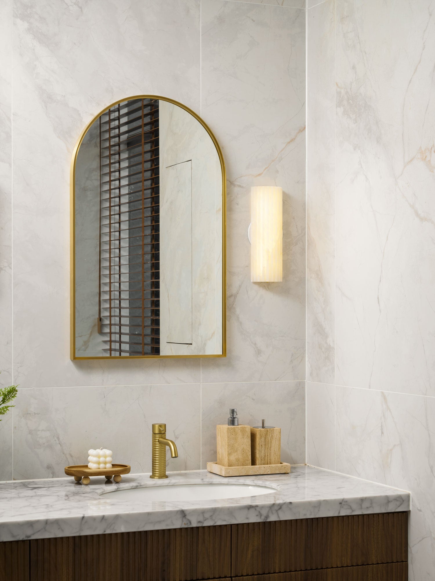 Cascata Fluted Stone Sconce