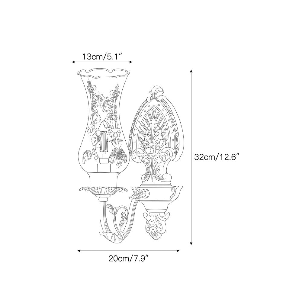 Acanthus Brass Hurricane Glass Sconce