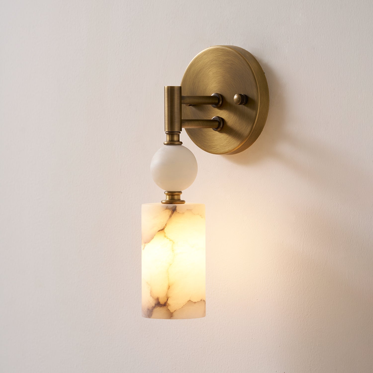 Antique Brass & Marble Wall Sconce