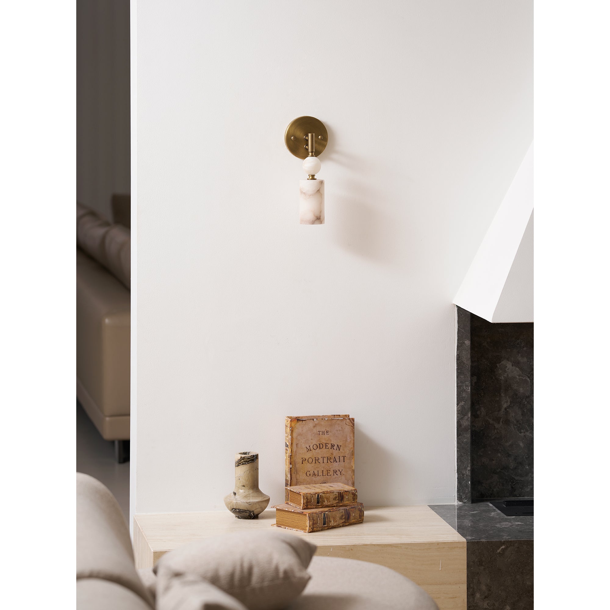 Antique Brass & Marble Wall Sconce