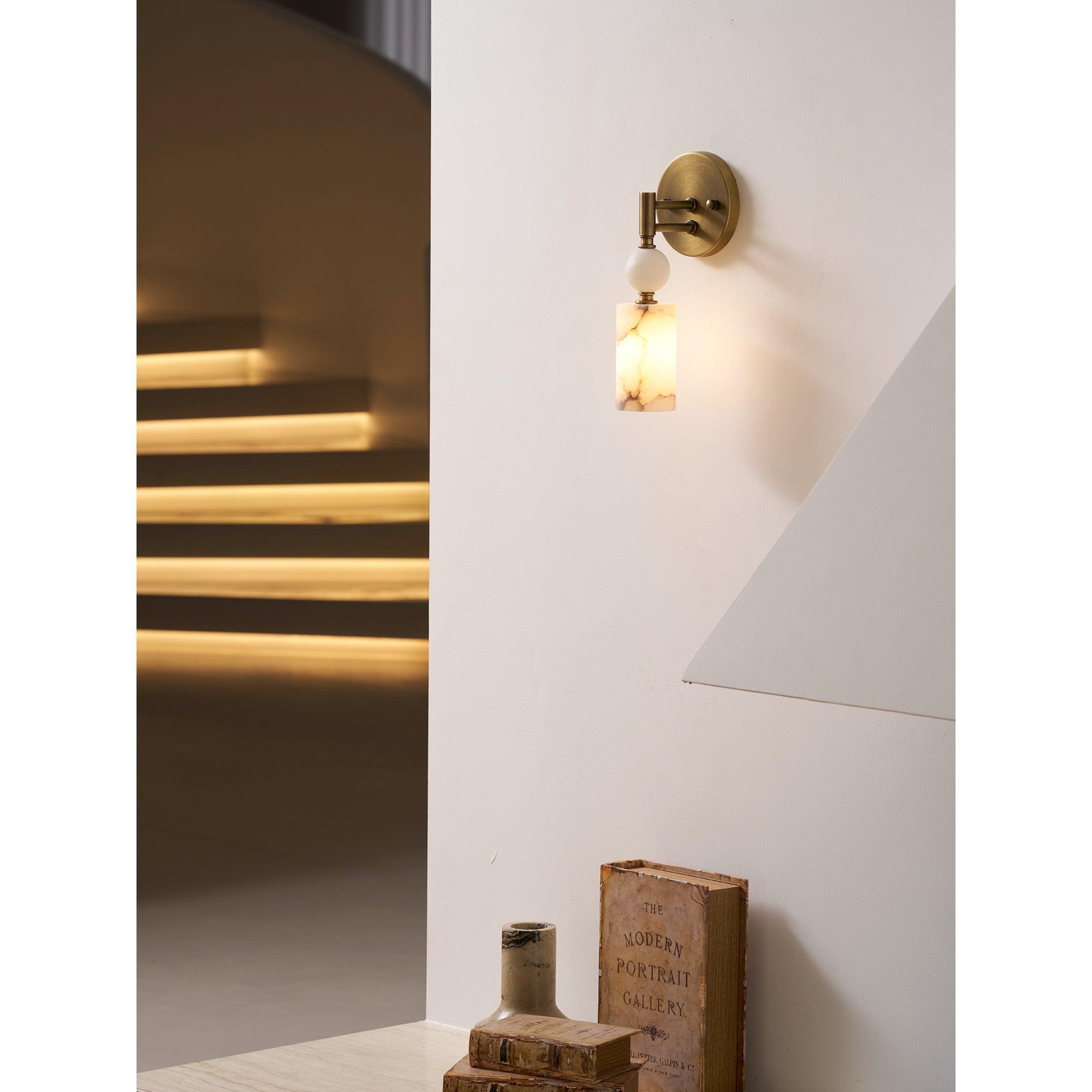 Antique Brass & Marble Wall Sconce