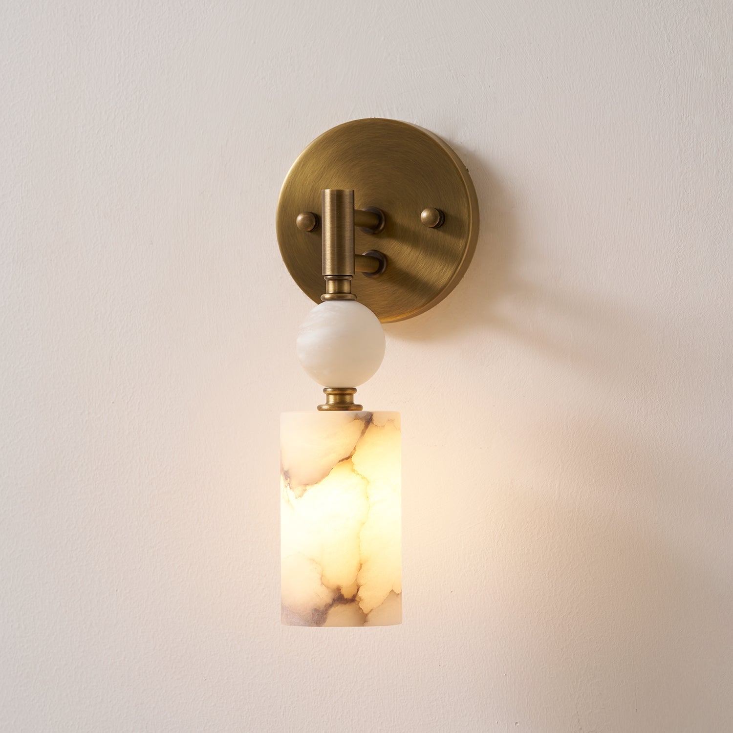 Antique Brass & Marble Wall Sconce