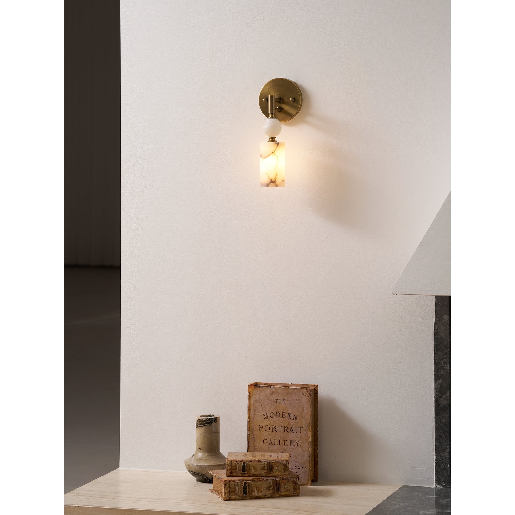 Antique Brass & Marble Wall Sconce