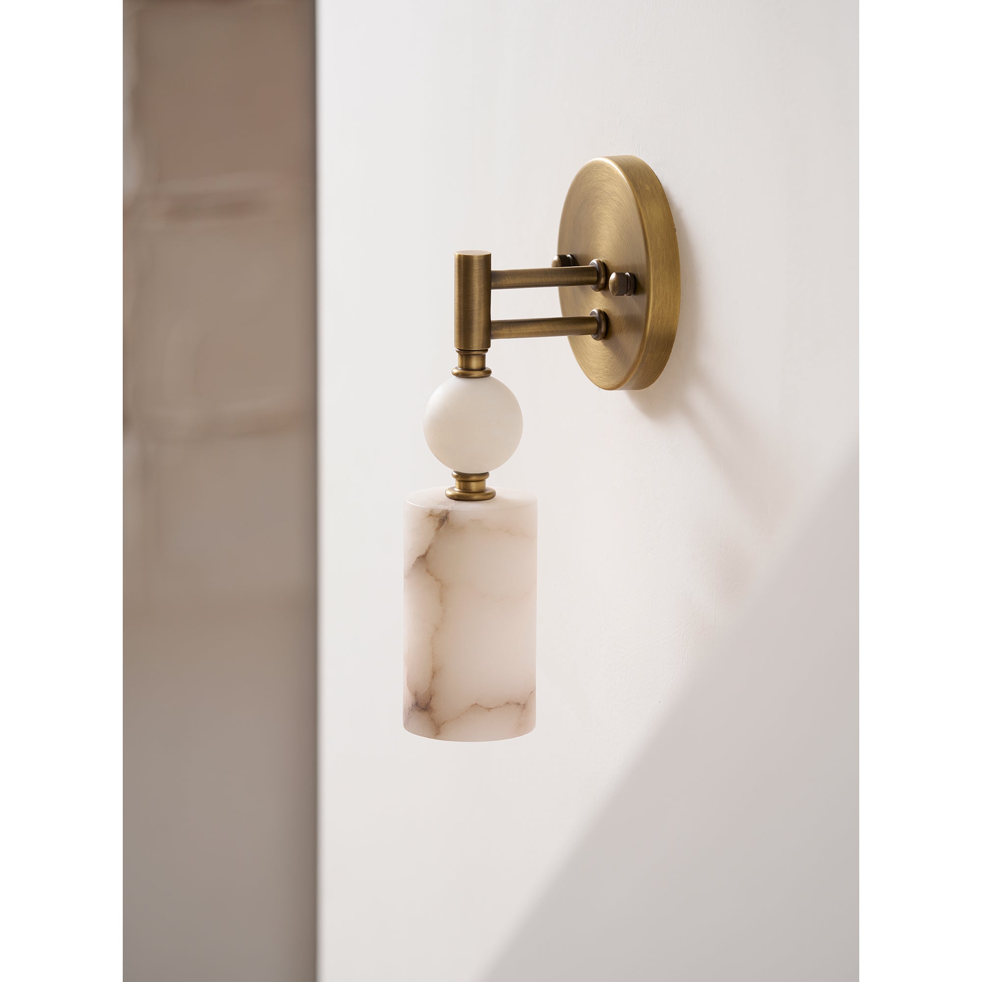 Antique Brass & Marble Wall Sconce