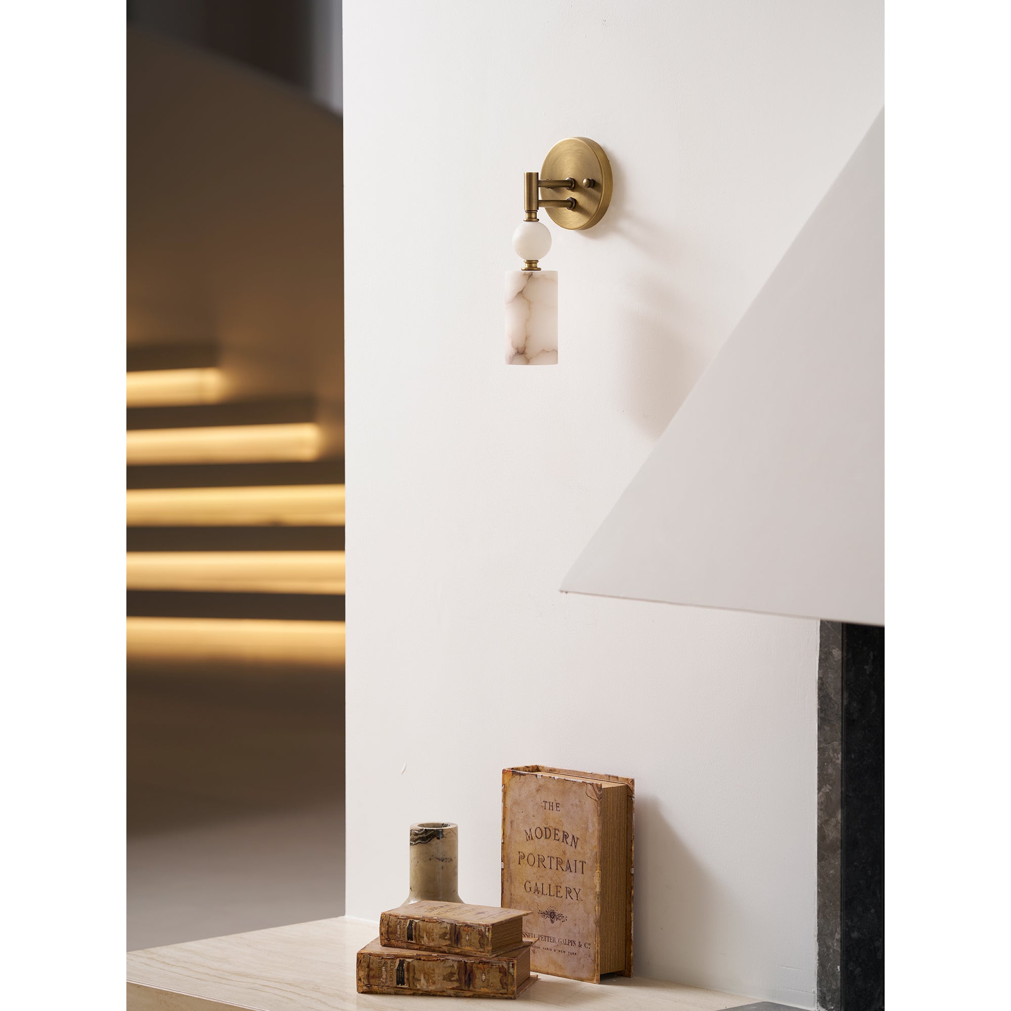Antique Brass & Marble Wall Sconce