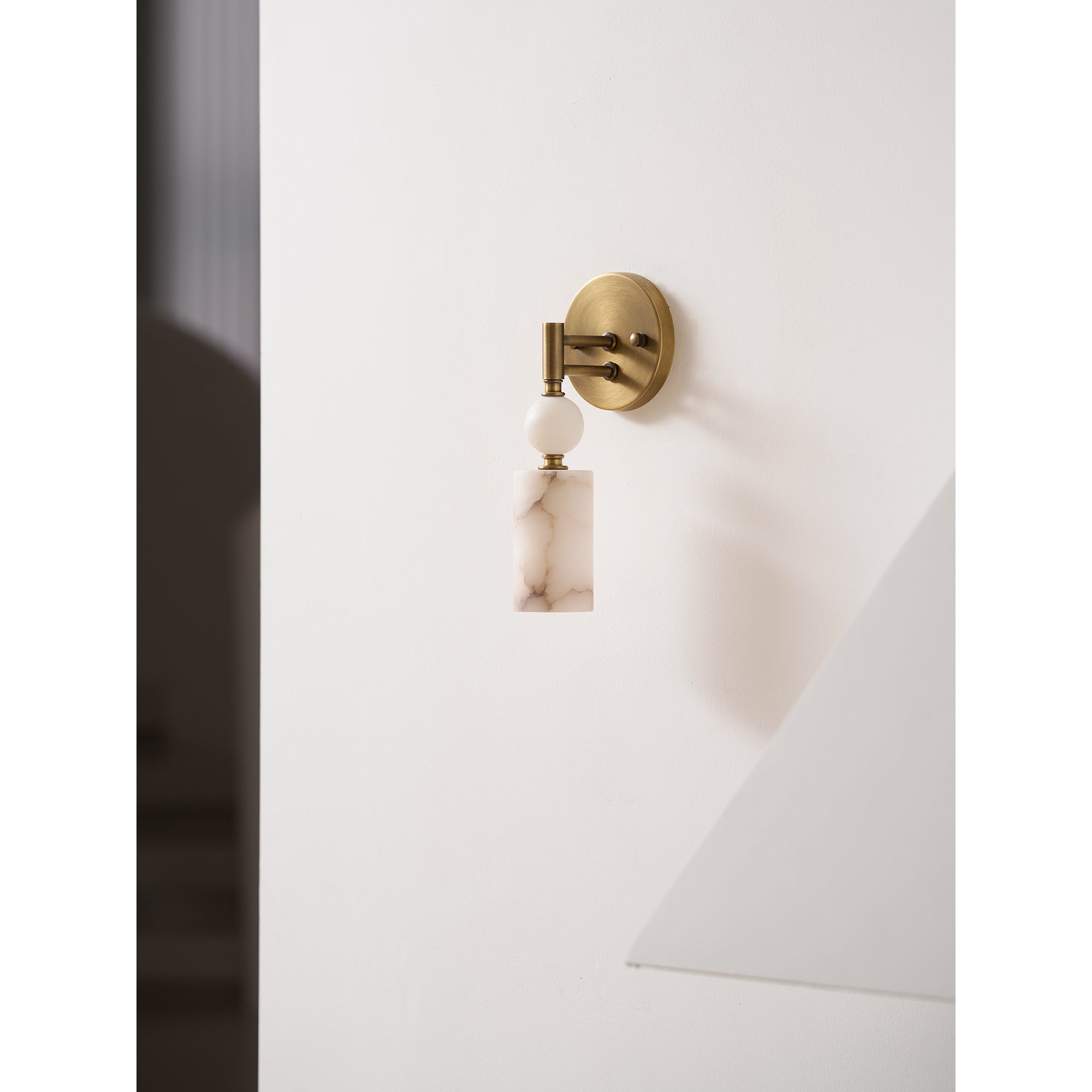Antique Brass & Marble Wall Sconce