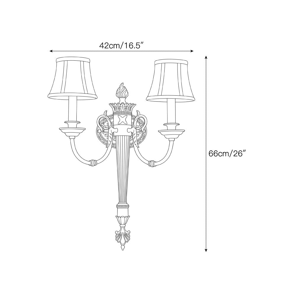 Fluted Black & Brass Double Wall Sconce