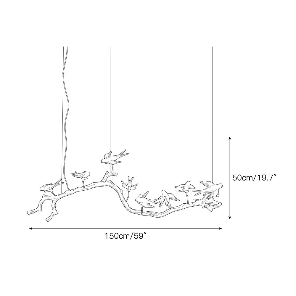Glass Bird Branch Linear Chandelier