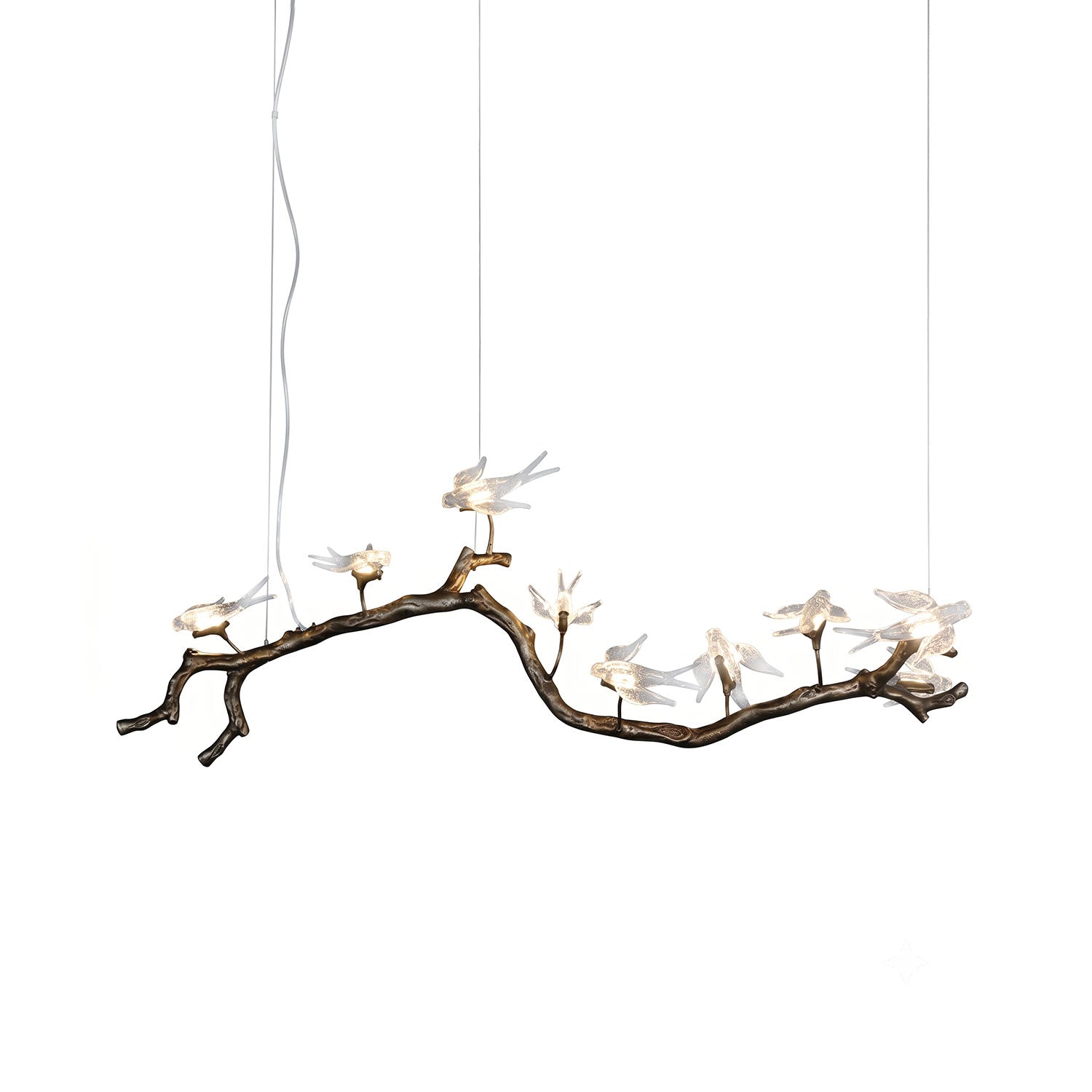 Glass Bird Branch Linear Chandelier
